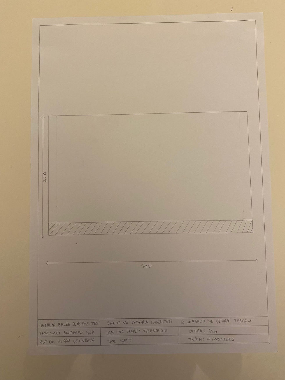 alt kat soldan görünüş teknik resmi
