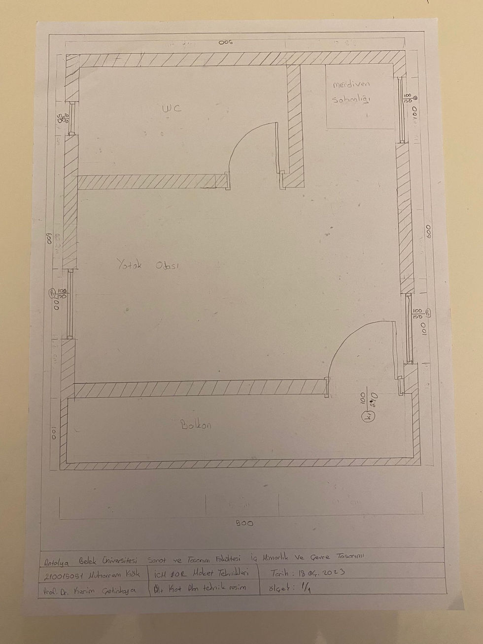 üst kat plan teknik resmi