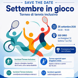 SAVE THE DATE | “Settembre in gioco”: torneo di tennis inclusivo a Settimo Torinese