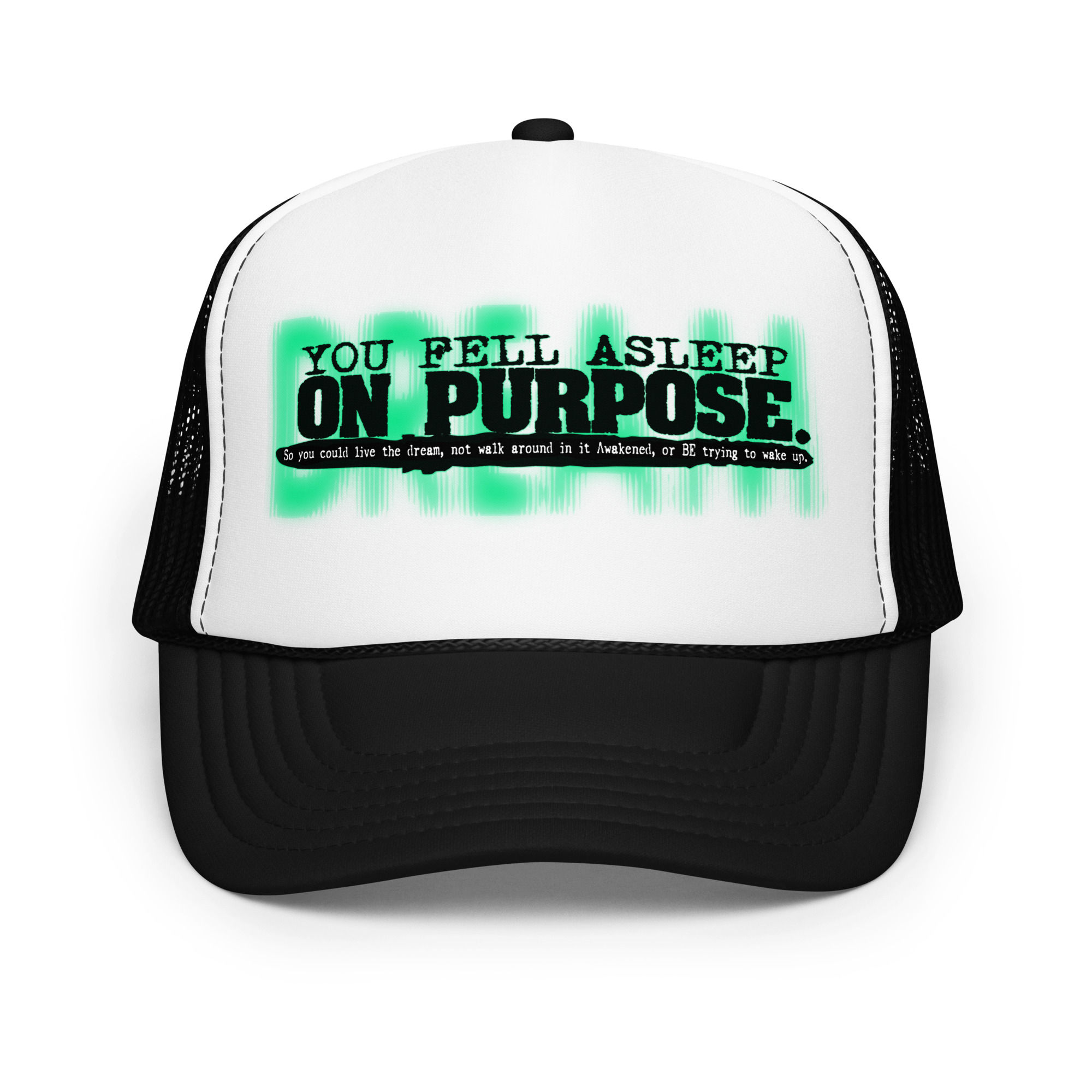 Sleep On Purpose (Blk/green) - Foam trucker hat