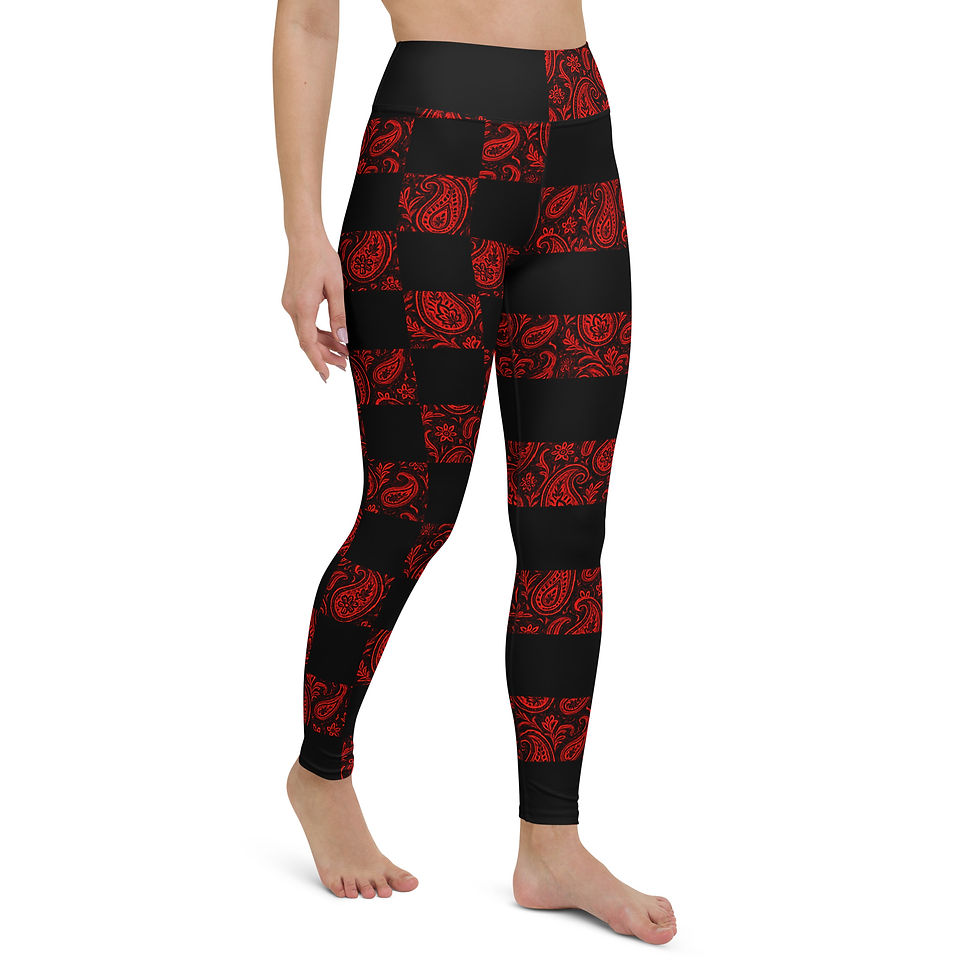 Thumbnail: SRL (Blk check/stripe - red pais) Yoga Leggings