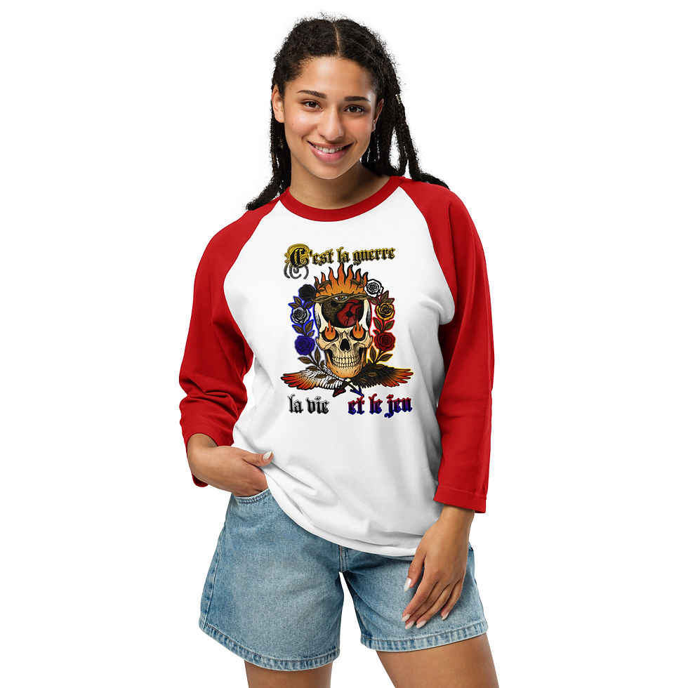 Thumbnail: BEING Skull version - 3/4 sleeve raglan shirt