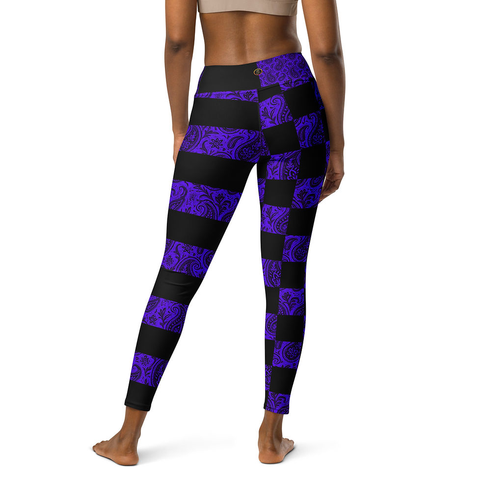 Thumbnail: SRL (Blacklight Pais/Blk check stripe) Yoga Leggings