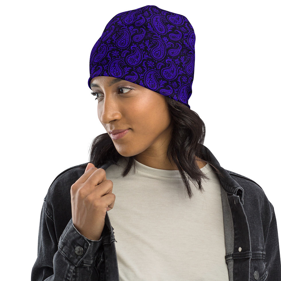 Thumbnail: Drk Blacklight Pais/Blackout - All-Over Print Beanie