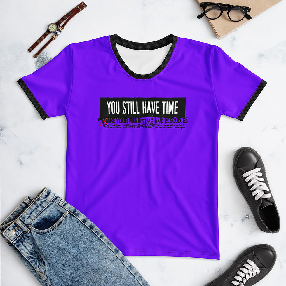 Thumbnail: You Still Have Time (BlkLetter) - Women's Blklight/Coal Diamind Ring AO Tee