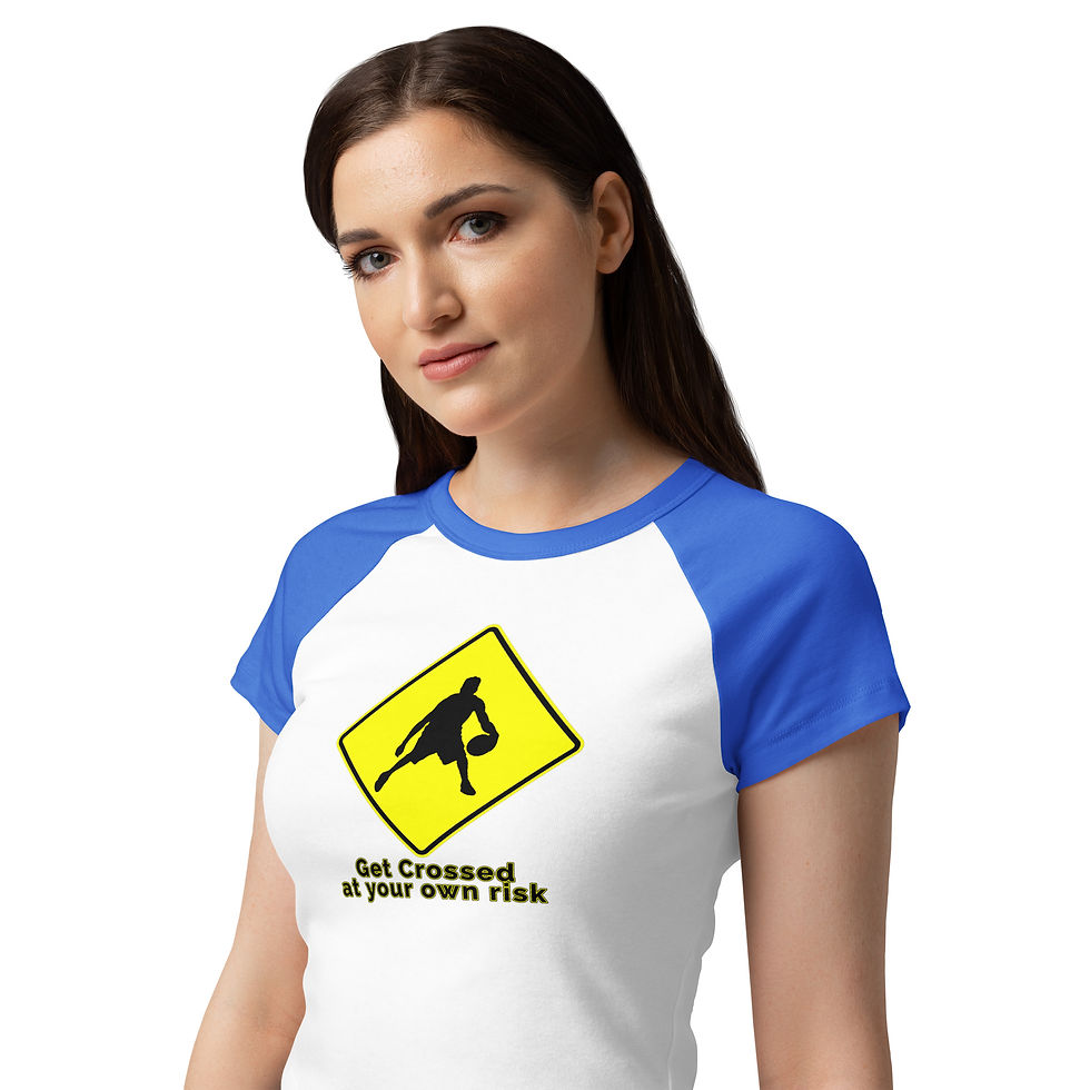 Thumbnail: Get Crossed At Your Own Risk - Women’s micro rib raglan baby tee