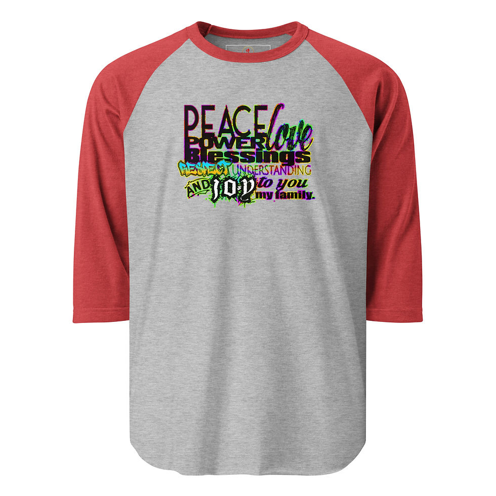 Thumbnail: Peace & Blessings (Greenbow glow) - 3/4 sleeve raglan shirt