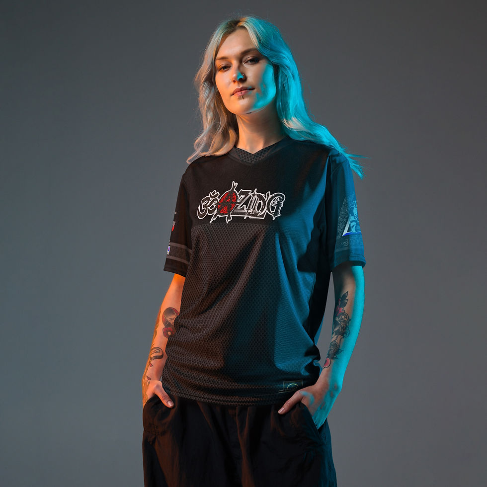 Thumbnail: OM-A-ZING (Stacked) - Blackout Knight - Recycled unisex sports jersey