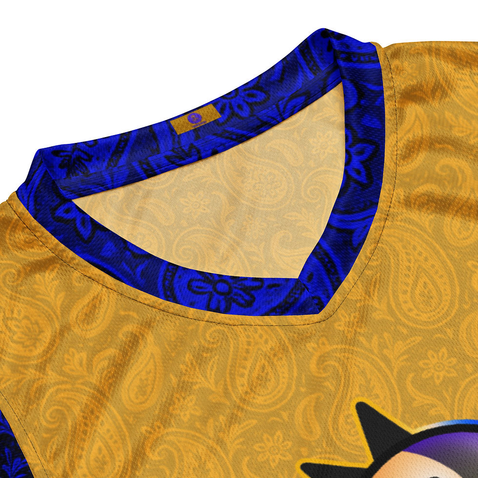 Thumbnail: Meditate (Day & Night) (Gold/Blue - Home) - Recycled unisex basketball jersey