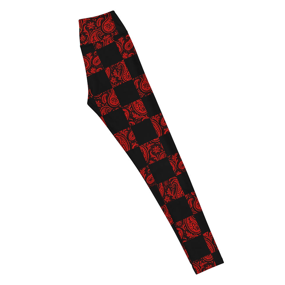 Thumbnail: SRL (Blk check/stripe - red pais) Yoga Leggings
