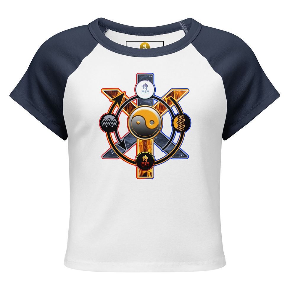 Thumbnail: BEING Symbol (Classic - gold fire/silver water) - Women’s micro rib baby tee