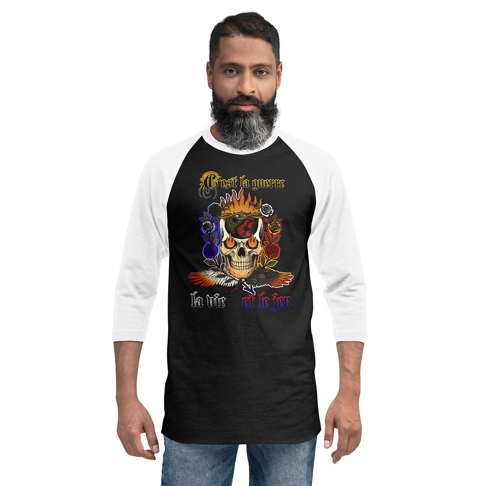 Thumbnail: BEING Skull version - 3/4 sleeve raglan shirt