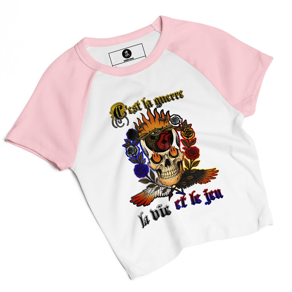 Thumbnail: BEING Symbol (Skull Version) - Women’s micro rib raglan baby tee