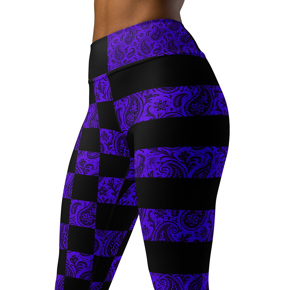 Thumbnail: SRL (Blacklight Pais/Blk check stripe) Yoga Leggings