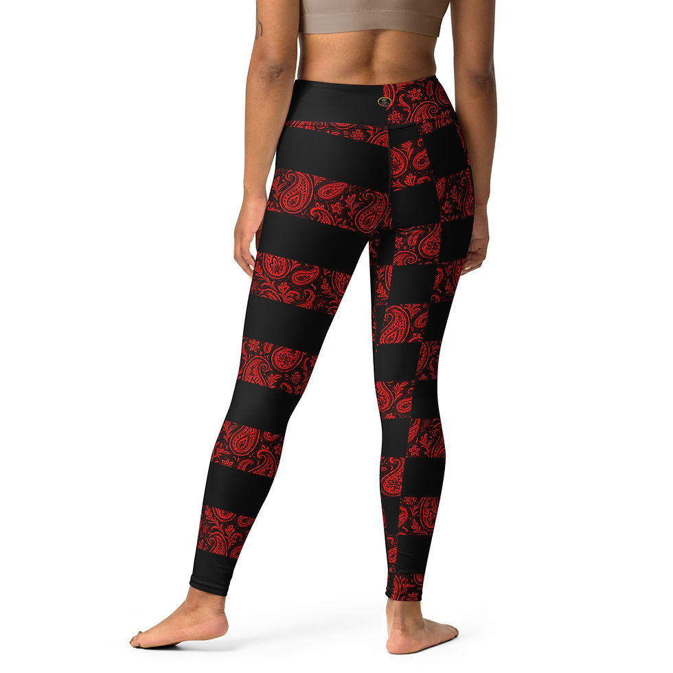 Thumbnail: SRL (Blk check/stripe - red pais) Yoga Leggings
