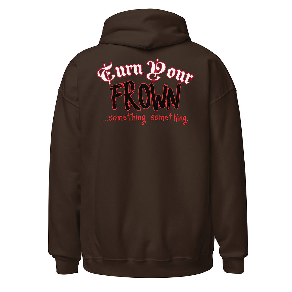 Thumbnail: Turn Your Frown (red 2 sided) - Unisex Hoodie (Gildan)
