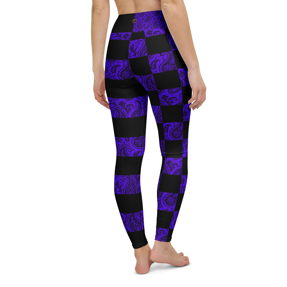 Thumbnail: SRL (Blacklight Pais/Blk check stripe) Yoga Leggings