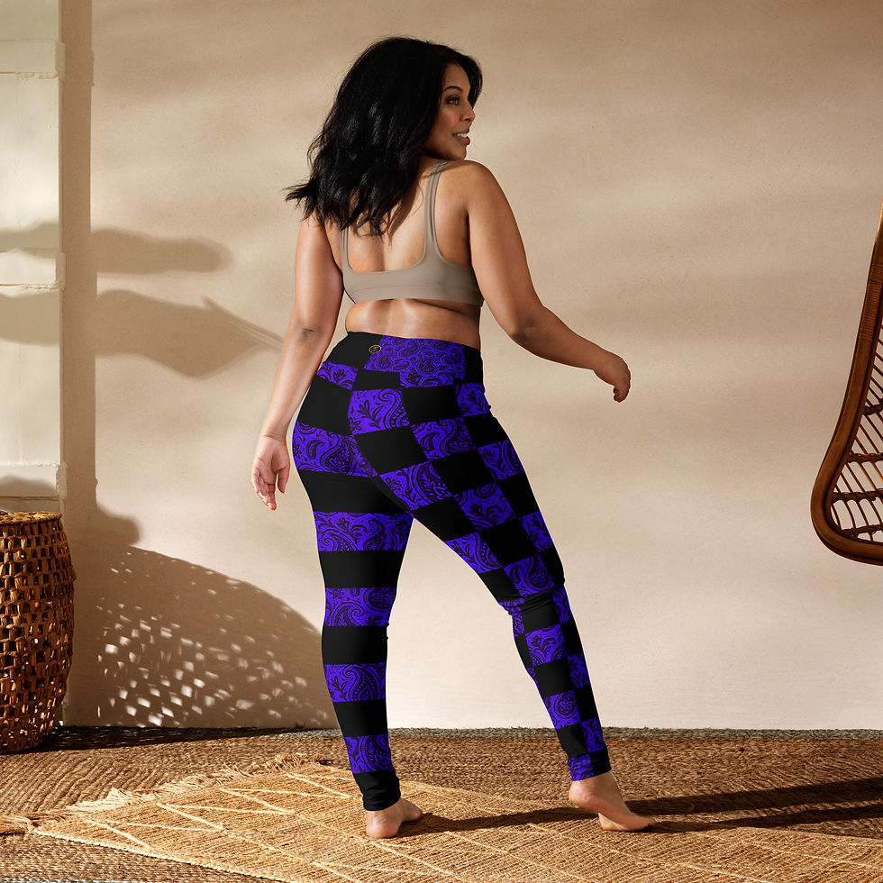 Thumbnail: SRL (Blacklight Pais/Blk check stripe) Yoga Leggings