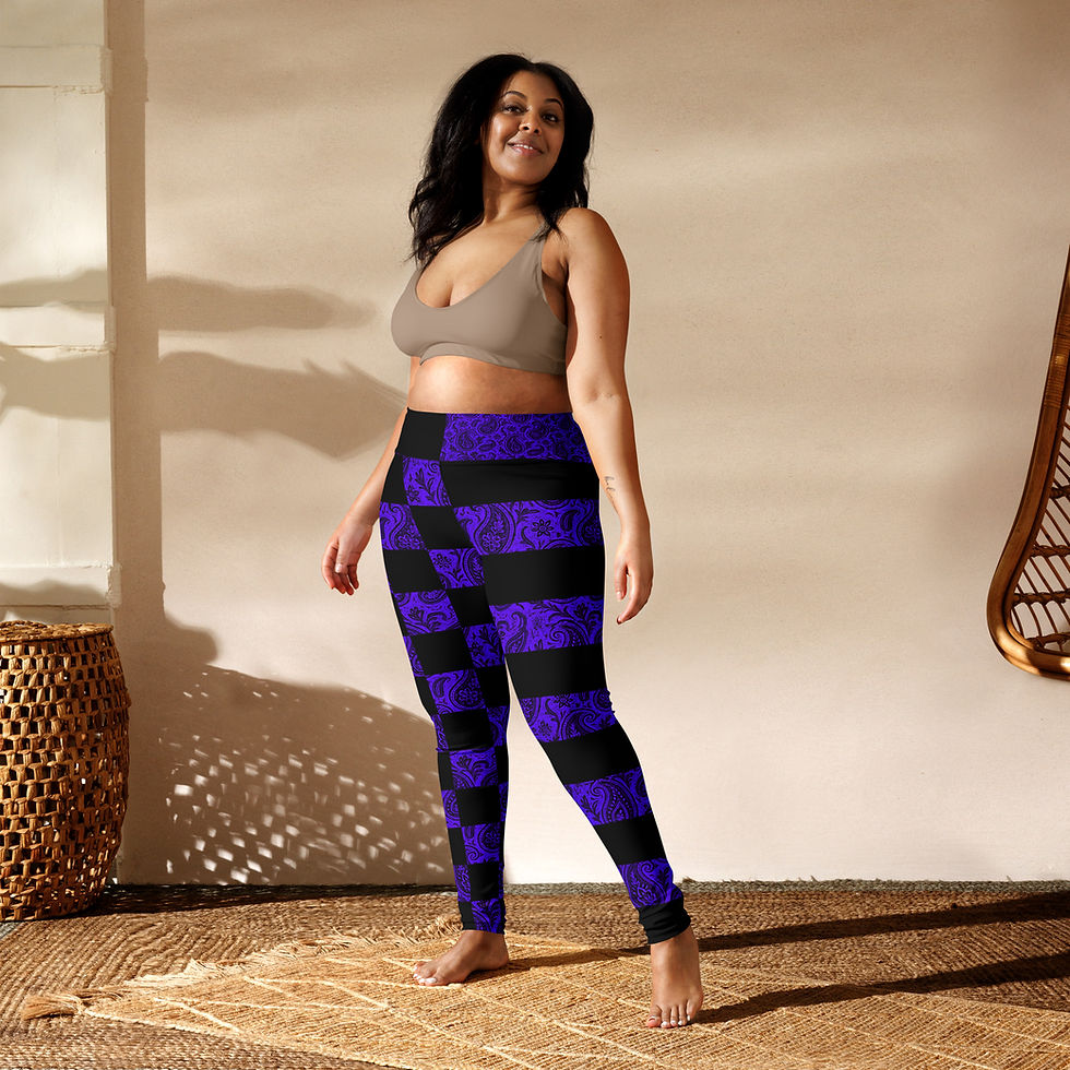 Thumbnail: SRL (Blacklight Pais/Blk check stripe) Yoga Leggings