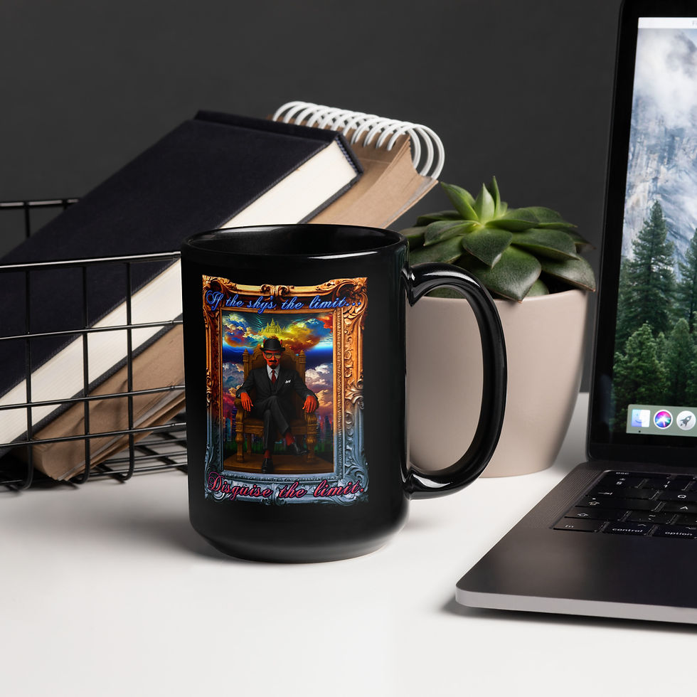Thumbnail: Sky's The Limit/BEING Smbol (Skull) - Black Glossy Mug