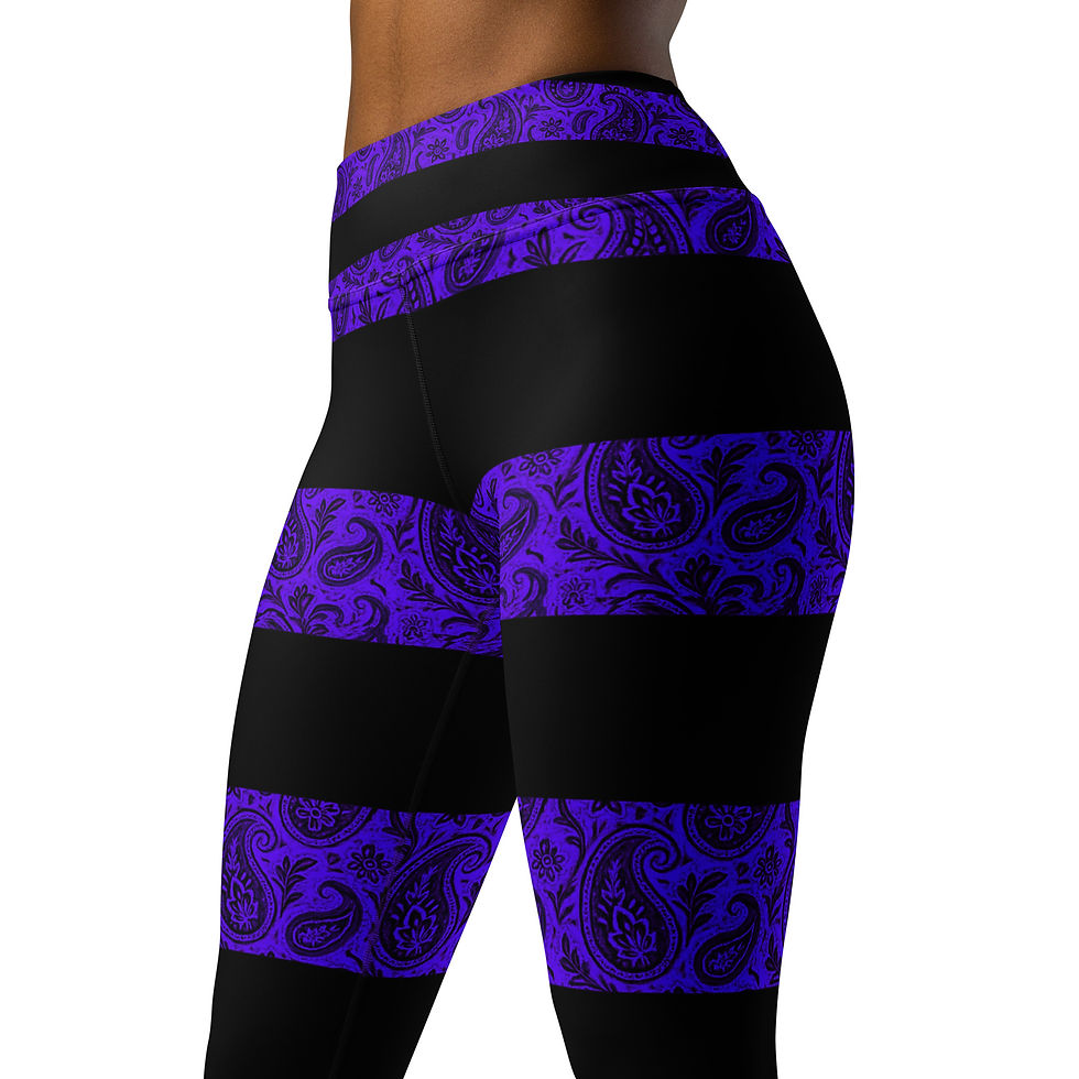 Thumbnail: SRL (Blacklight Pais/Blk stripe) Yoga Leggings