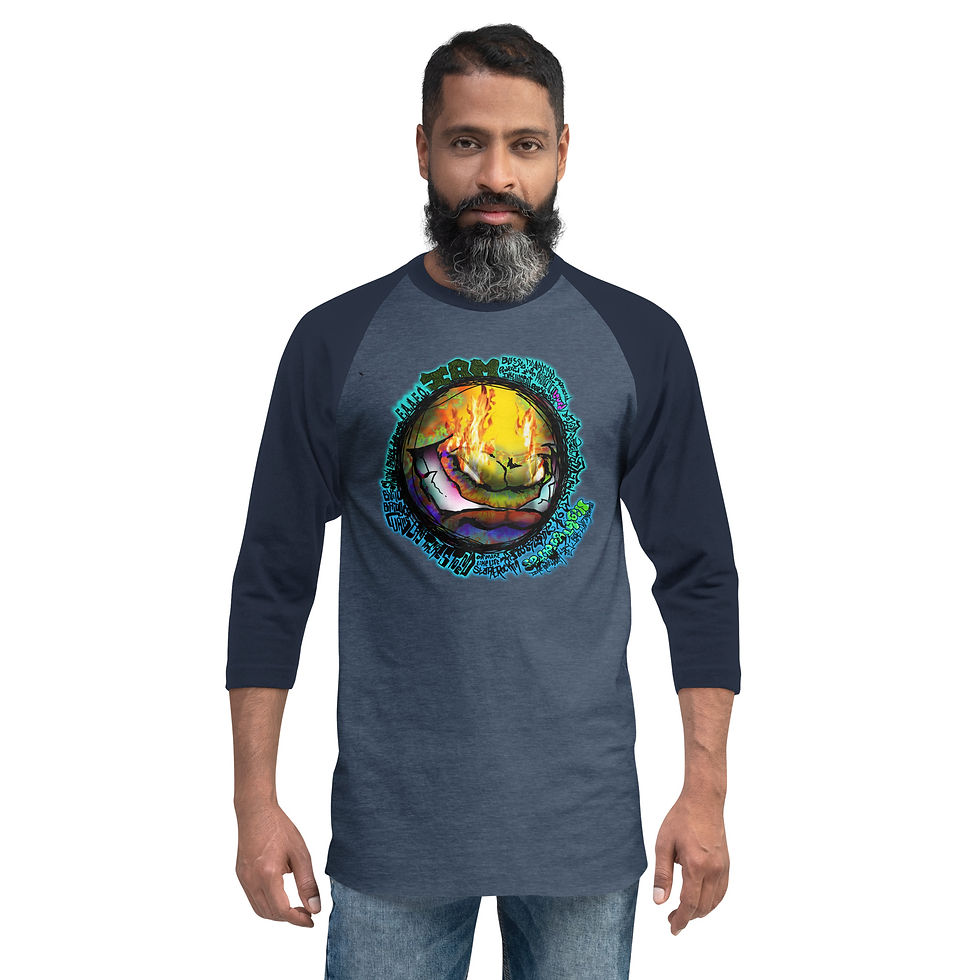 Thumbnail: GRRR Power (Blue Haze) -  3/4 sleeve raglan shirt (DTG print)
