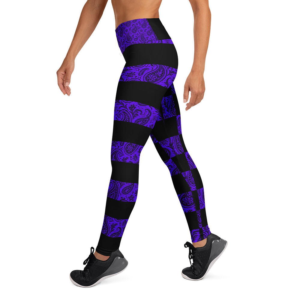 Thumbnail: SRL (Blacklight Pais/Blk check stripe) Yoga Leggings