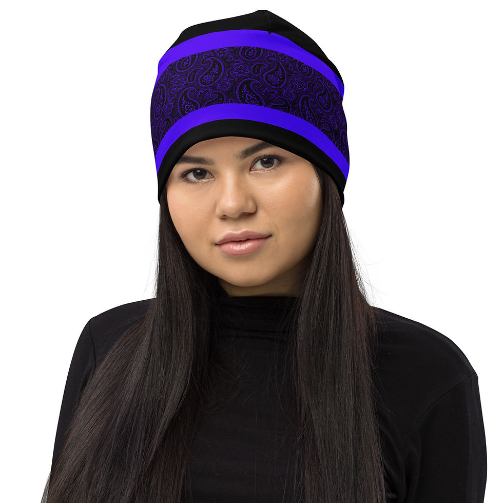 Thumbnail: Blackout Pais/Blacklight Ribbon - All-Over Print Beanie