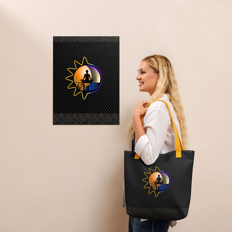 Thumbnail: Meditate (Day & Night/color rays) - Coal Diamond 15"x15" Tote bag