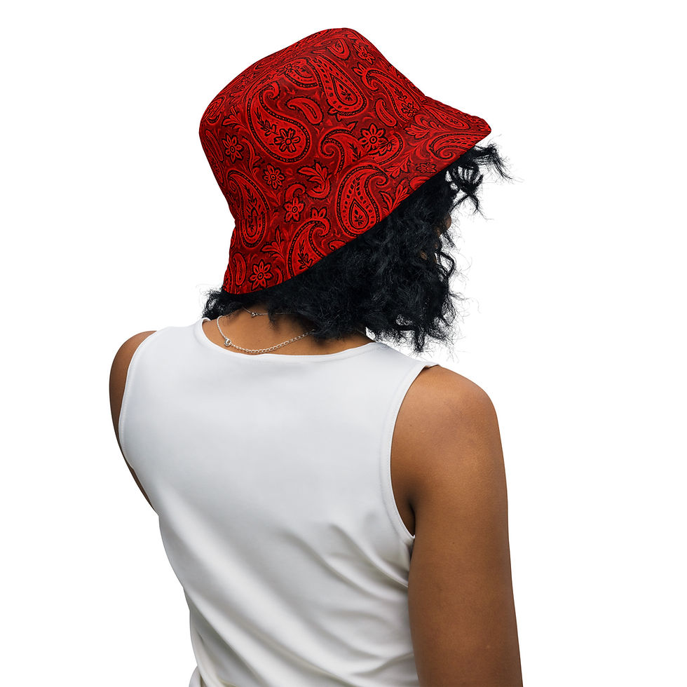 Thumbnail: Bucket hat (Reversible: Red Pais/Blackout Pais)