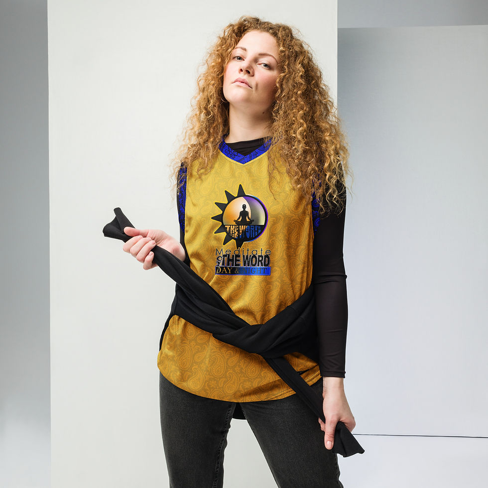 Thumbnail: Meditate (Day & Night) (Gold/Blue - Home) - Recycled unisex basketball jersey