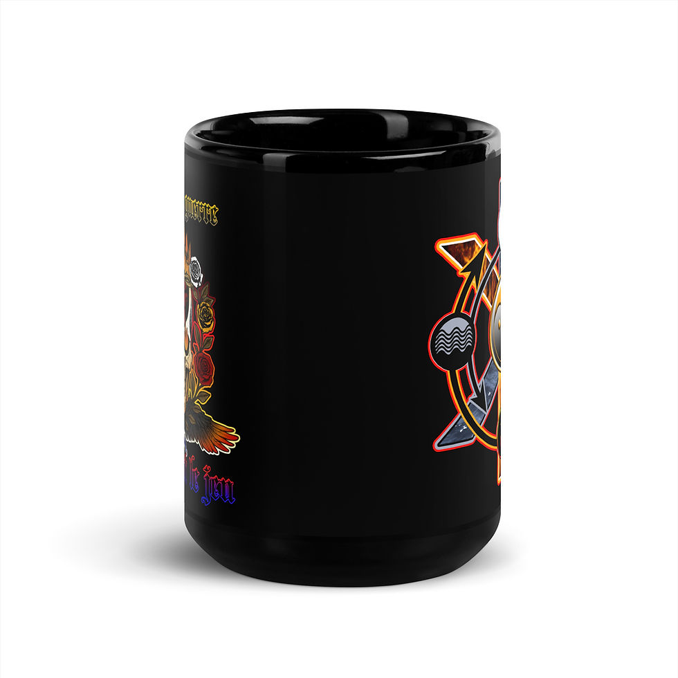 Thumbnail: BEING Symbol (Skull/1st Edition Gold Silver) - Black Glossy Mug