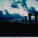 Sunset over the Byzantine basilica at the end of a hard day’s work for the divers.
