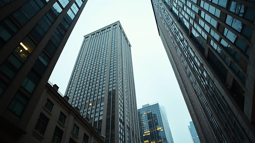 Eye-level view of a Chicago downtown office building