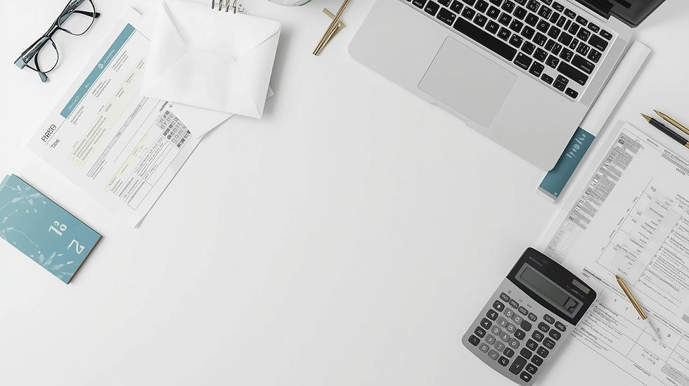 Organized tax documents and calculator illustrating 1099 reporting changes for 2025 and 2026