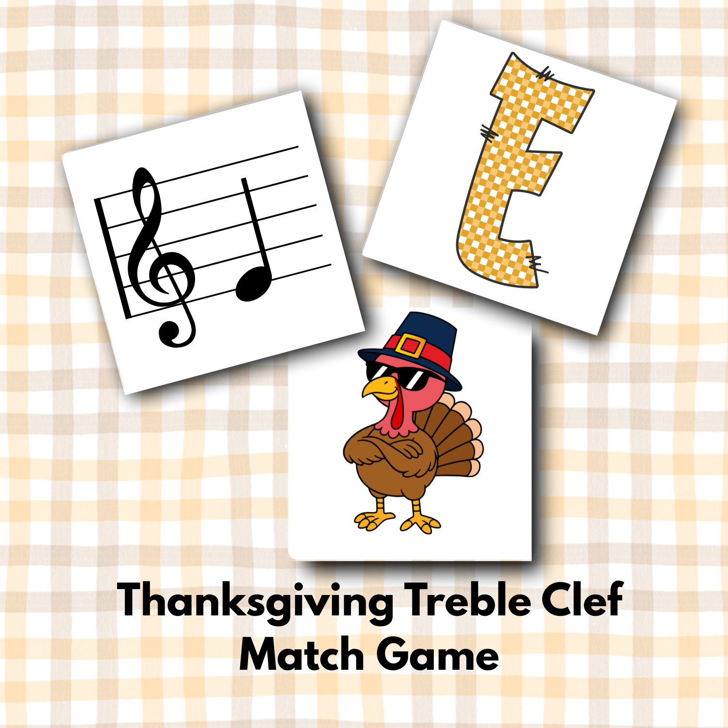 Beginner Thanksgiving Treble Clef Match Game