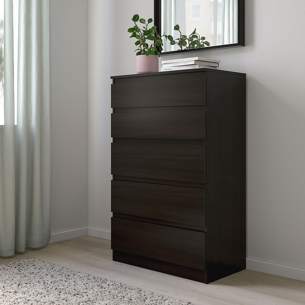 Thumbnail: KULLEN 5-drawer chest,Black brown 27 1/2x44 1/8 "
