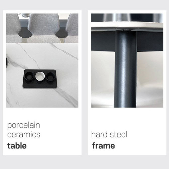 Thumbnail: DINO 6-seater ceramic dining table, white marble pattern, 70 7/8x 31 4/8x29 1/8″