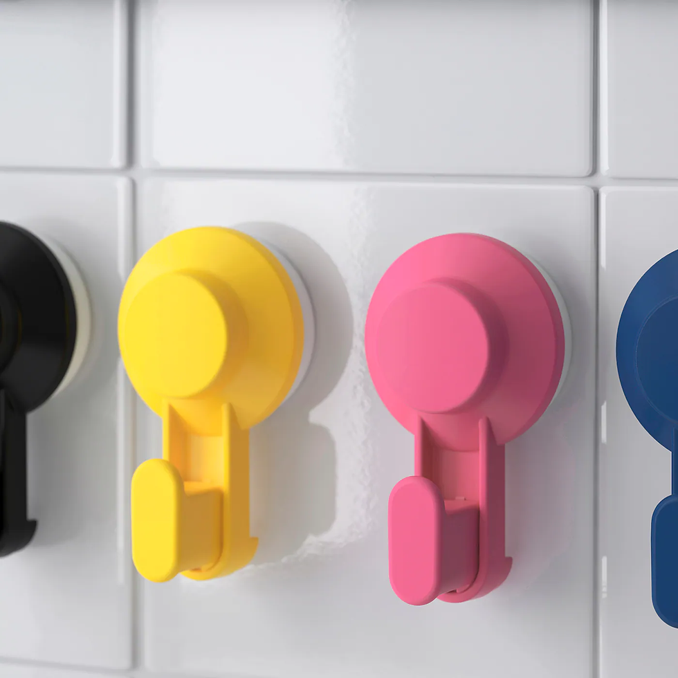 Thumbnail: TISKEN Hook with suction cup, mixed colours