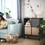 Thumbnail: KALLAX Shelving Unit with underframe, black-brown/black-brown, 77x94 cm