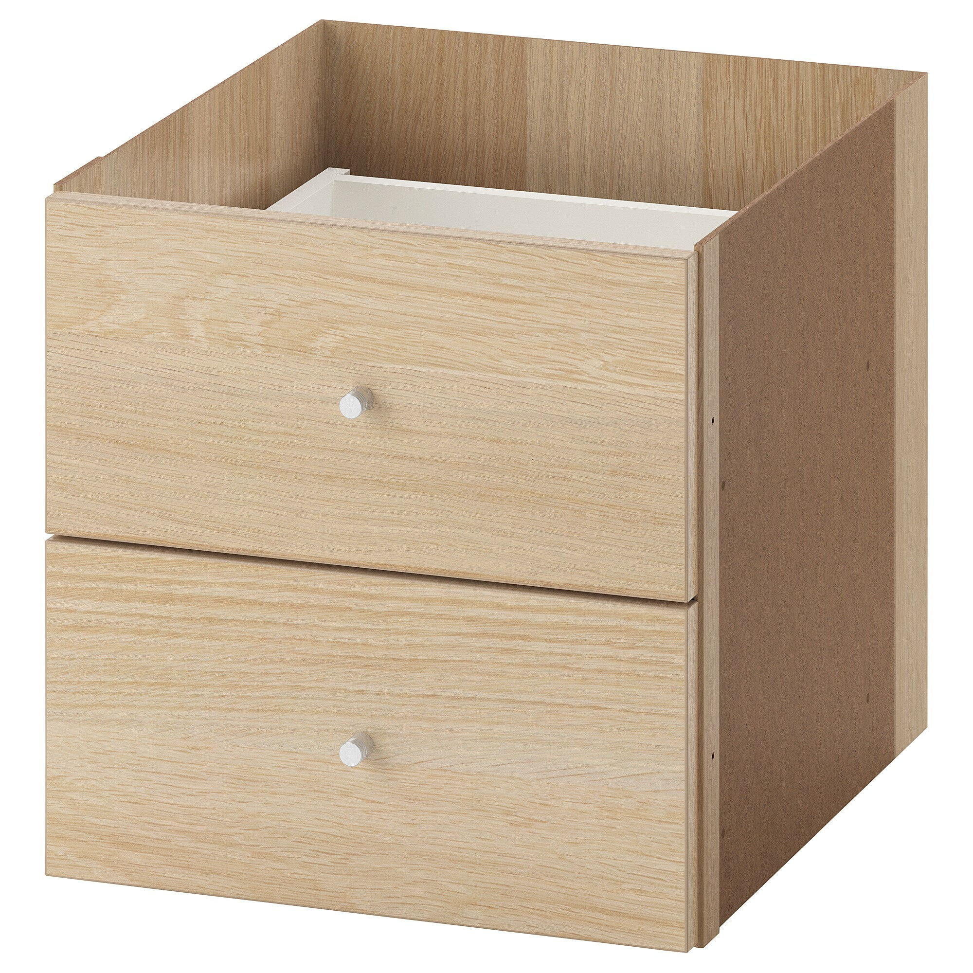 KALLAX Insert with 2 drawers, white stained oak effect 13x13”