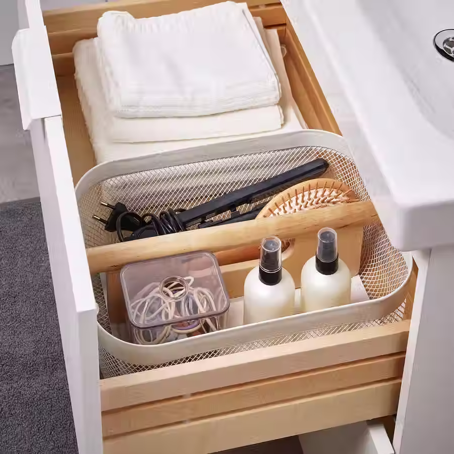 Thumbnail: RISATORP Basket with compartments, white, 13x9 1/2x4 1/4 "
