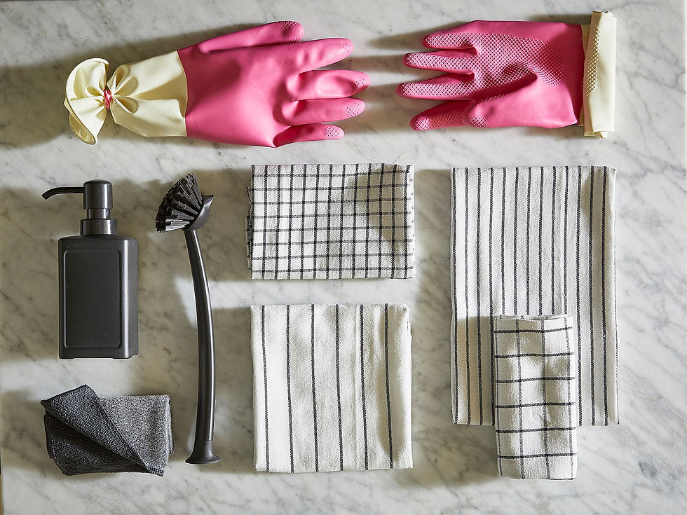Thumbnail: RINNIG Tea towel, white/dark grey/patterned45x60 cm