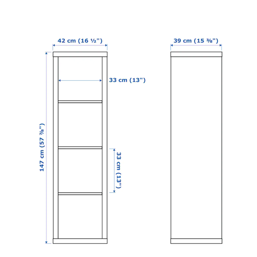 Thumbnail: KALLAX Shelving unit, white stained oak effect, 16 1/2x57 7/8" (1x4)