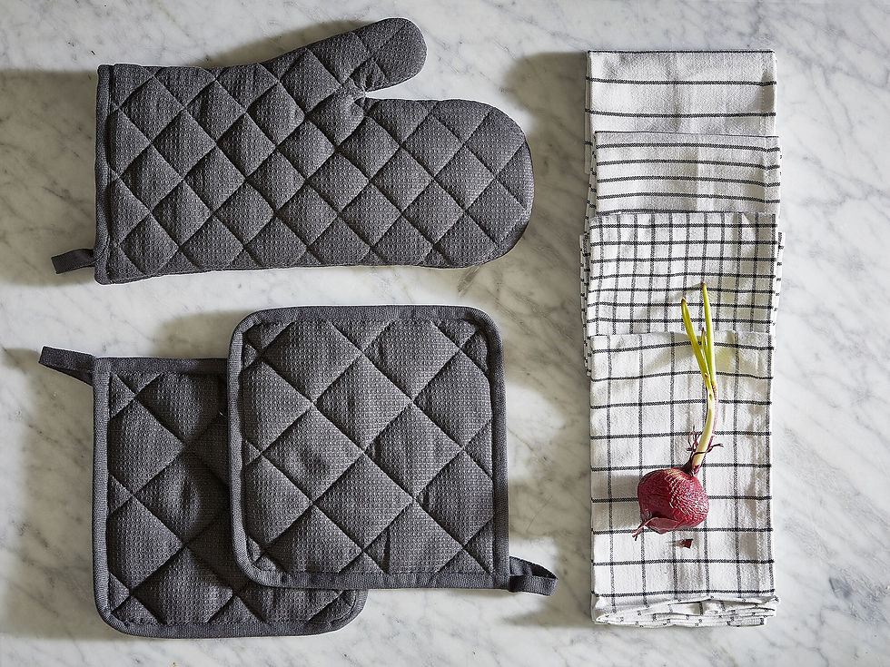 Thumbnail: RINNIG Tea towel, white/dark grey/patterned45x60 cm