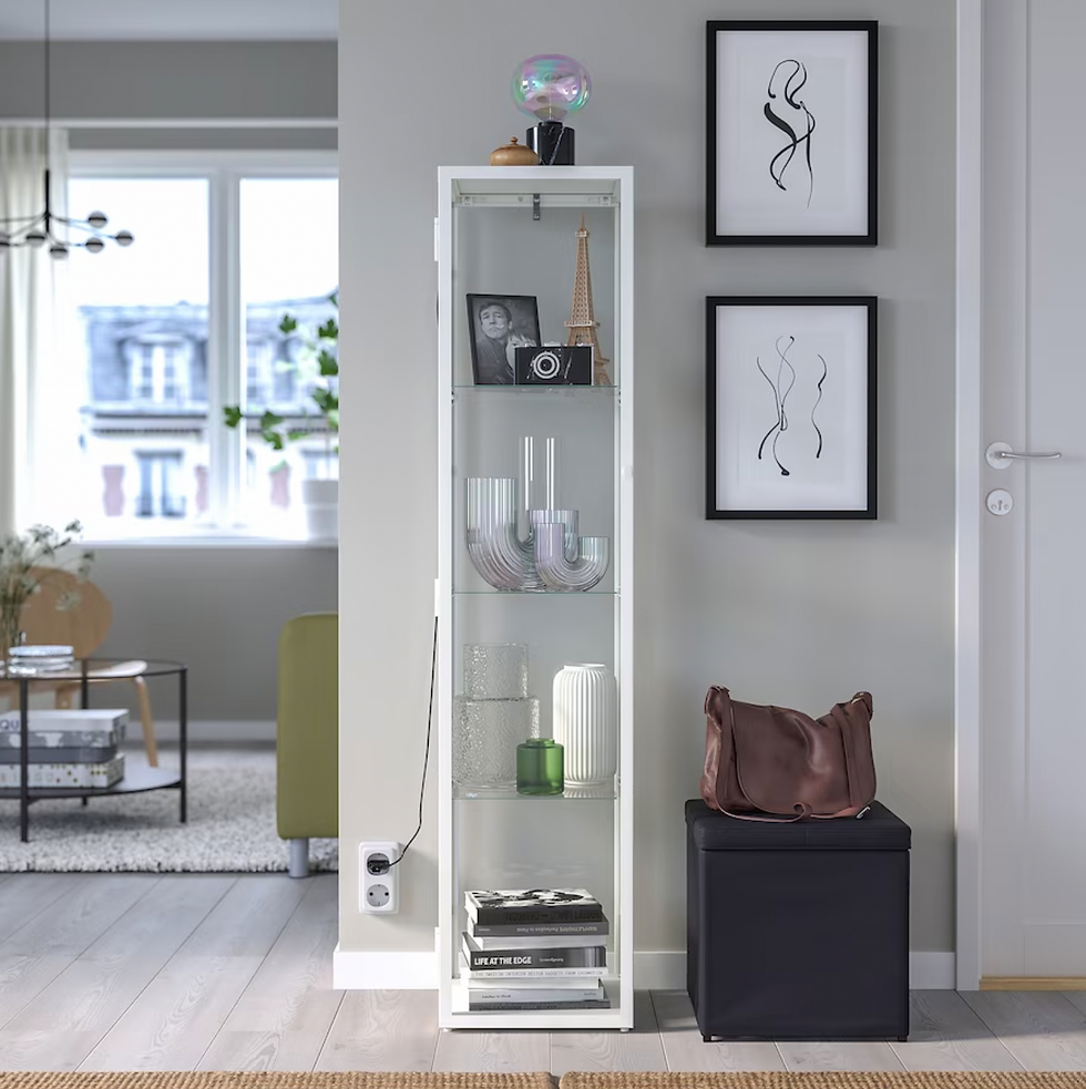 Thumbnail: BLALIDEN  Glass door cabinet, White, 13 3/4x 12 5/8 x 59 1/2"