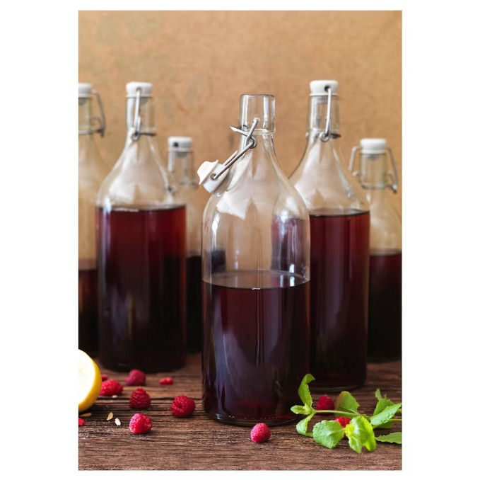 Thumbnail: KORKEN Bottle with stopper, clear glass, 1 l