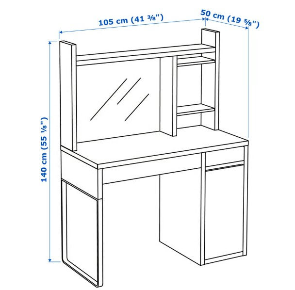 Thumbnail: MICKE Desk with add on, white stained oak effect, 41 3/8x19 5/8”