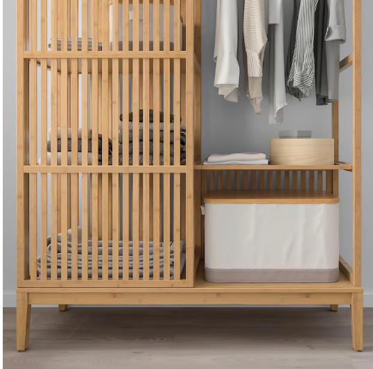 Thumbnail: NORDKISA Open wardrobe with sliding door, bamboo,47 1/4x73 1/4 "