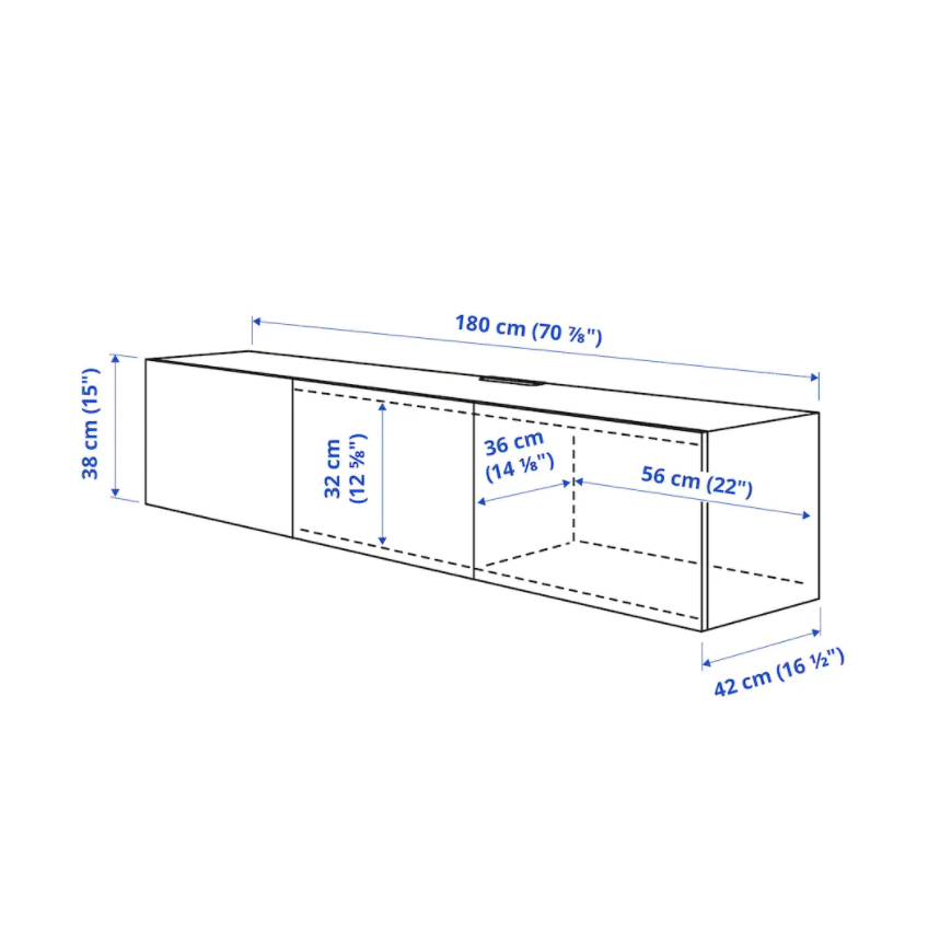 Thumbnail: BESTA TV unit with doors, black-brown/Lappviken black-brown70 7/8x16 1/2x1